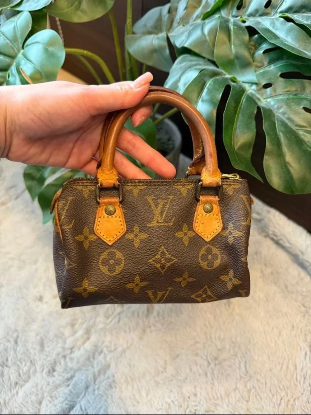 Louis Vuitton Brown Monogram Mini Top-Handle Bag with Pearl Charm